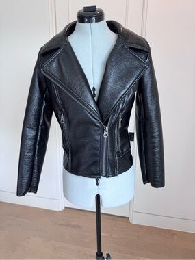 Guess Black Faux Leather Moto Jacket